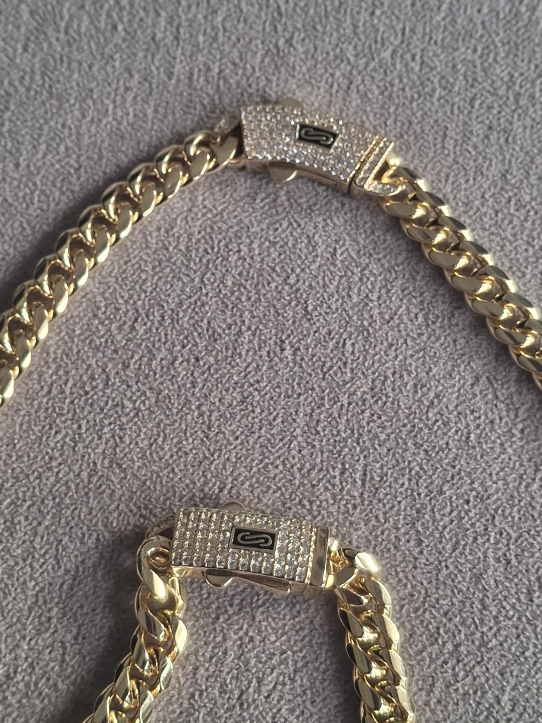 Gold Cuban Link Chain Necklace and Bracelet Set - photo 3