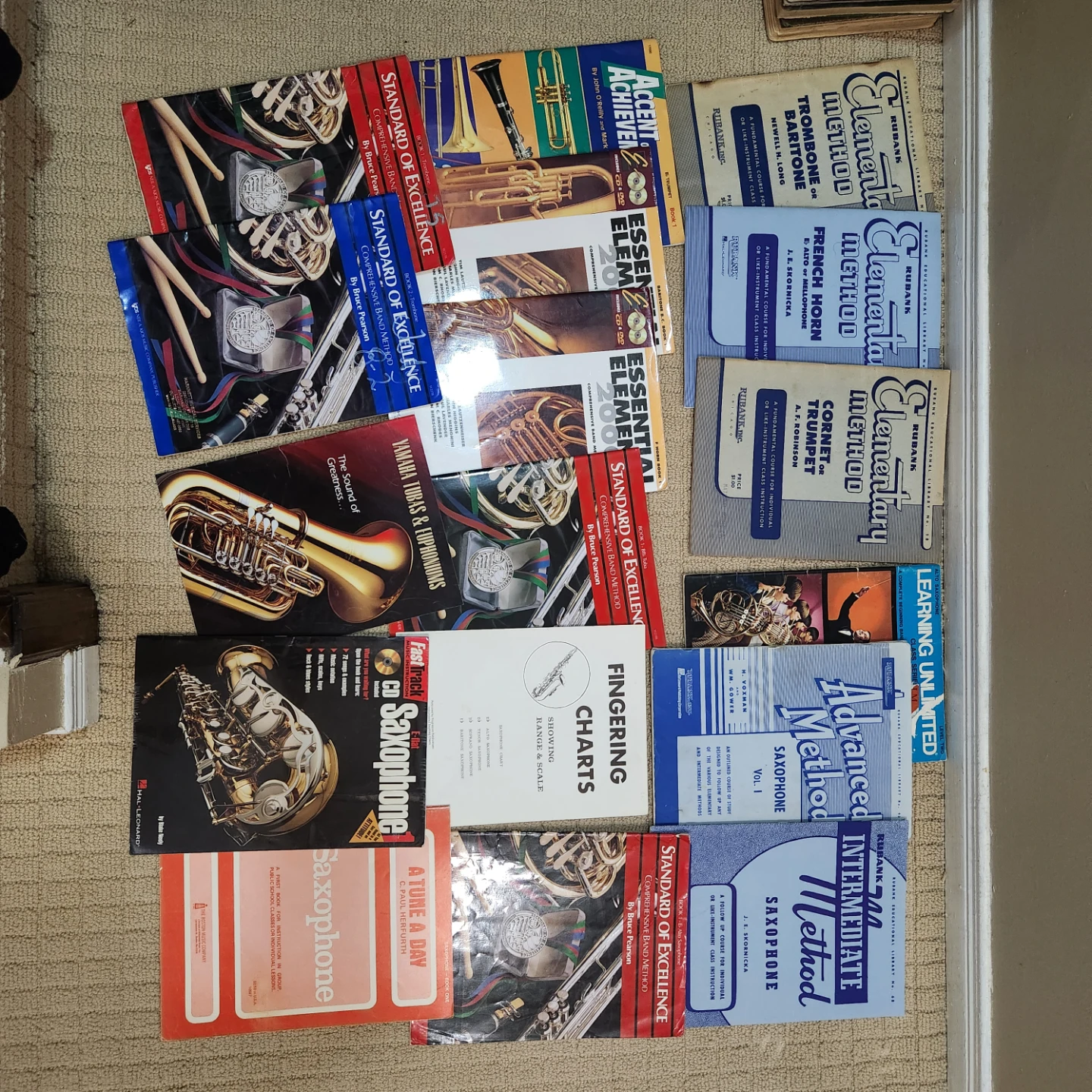 Mixed lot of music books brass band instruments