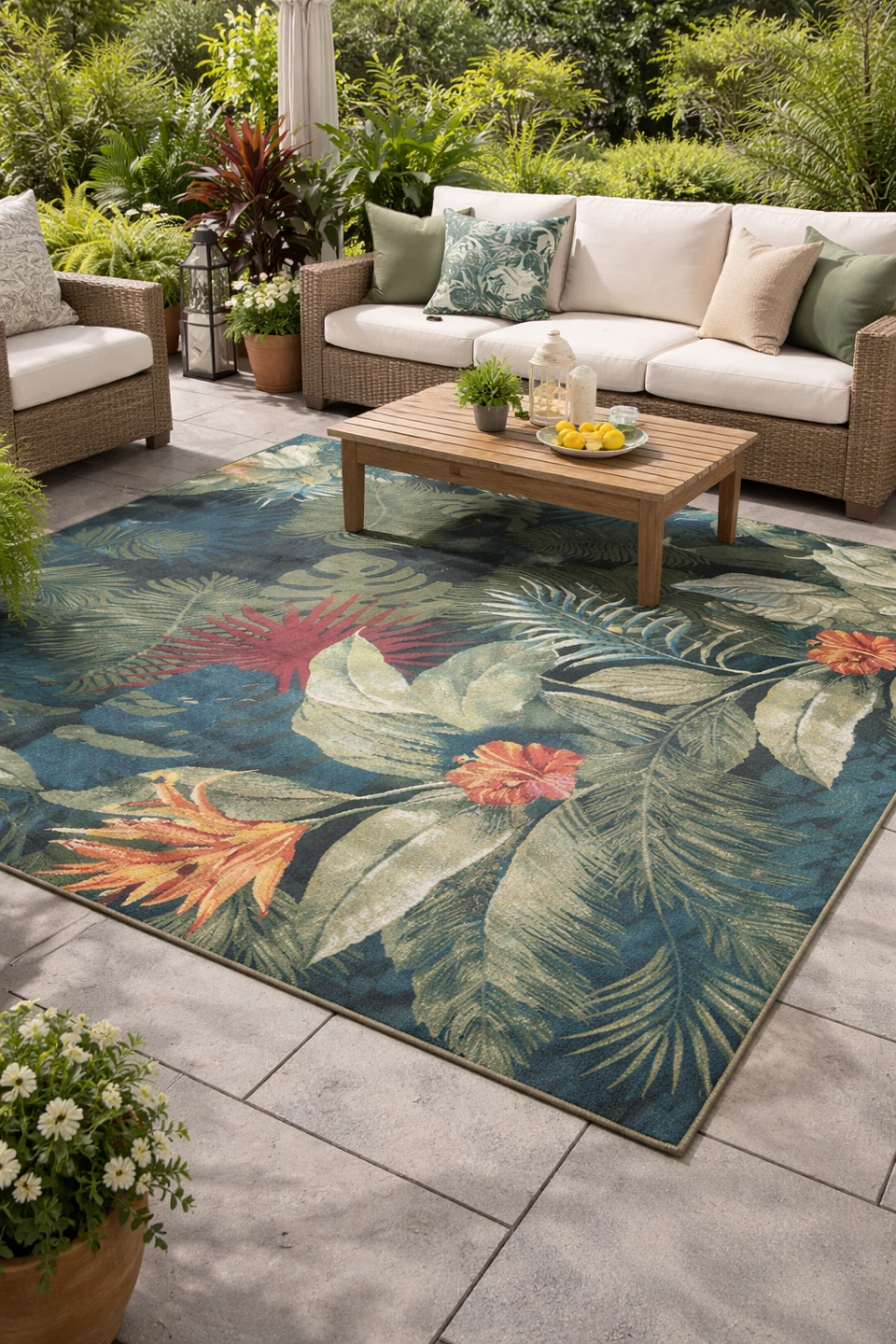 Tropical Leaf Area Rug