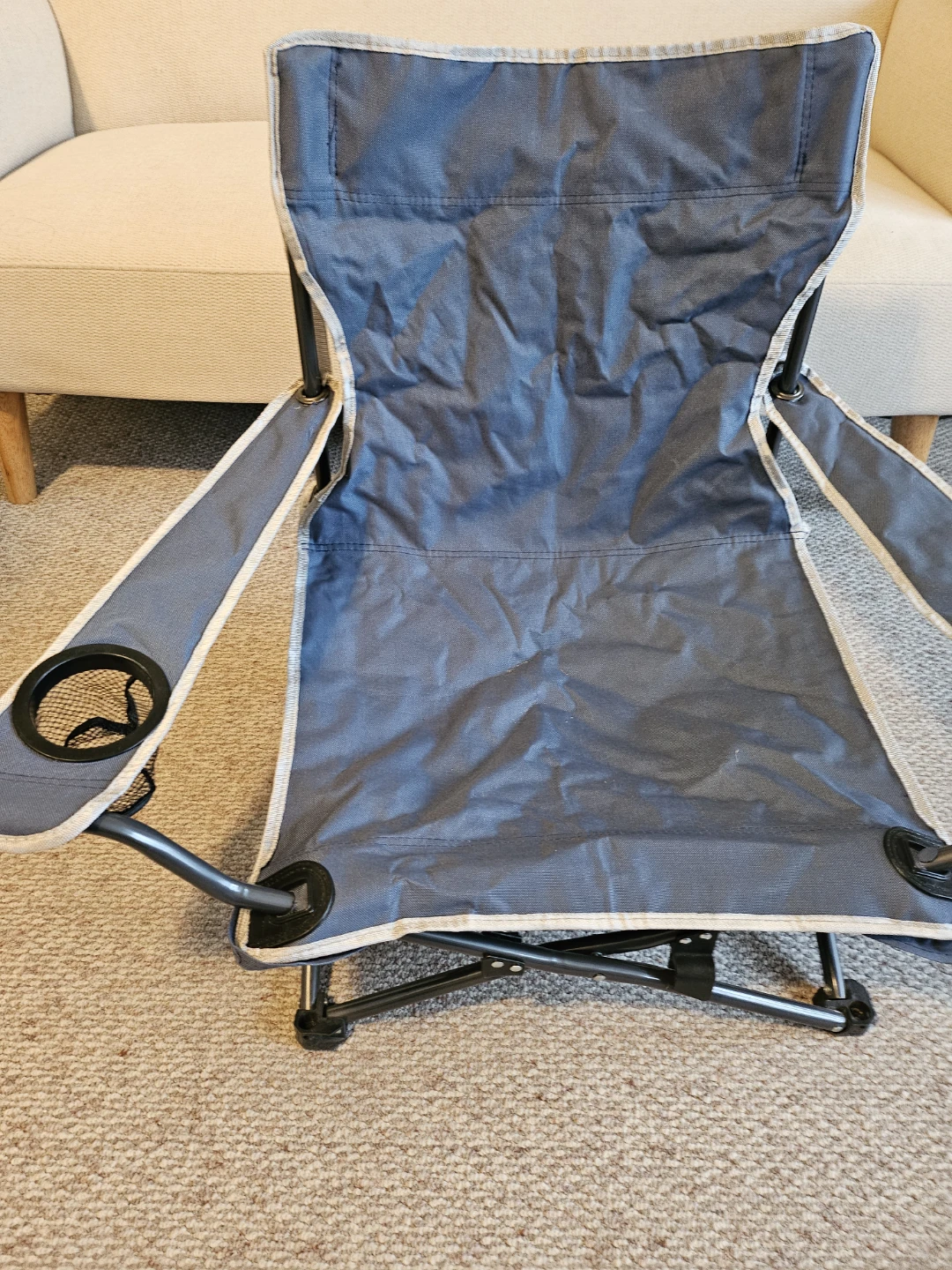 TWO-Blue Folding Camp Chair with Cup Holder