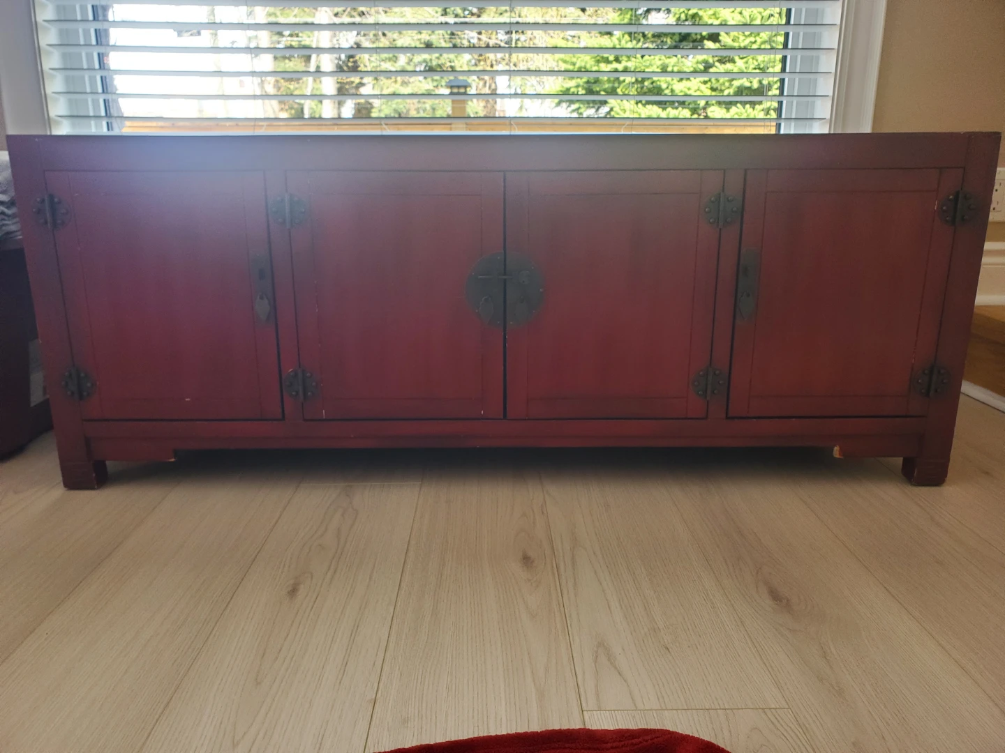 Red Lacquered Asian Style Cabinet/Sideboard
