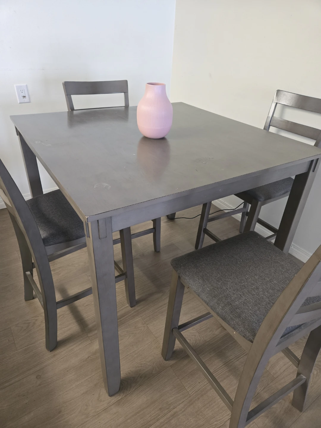 Grey Counter Height Dining Table Set with 4 Chairs