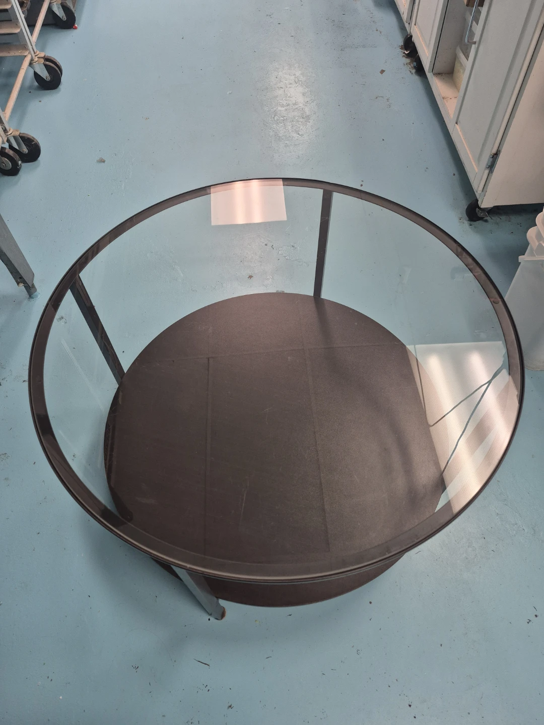 Round Glass Top Coffee Table with Dark Base Ikea