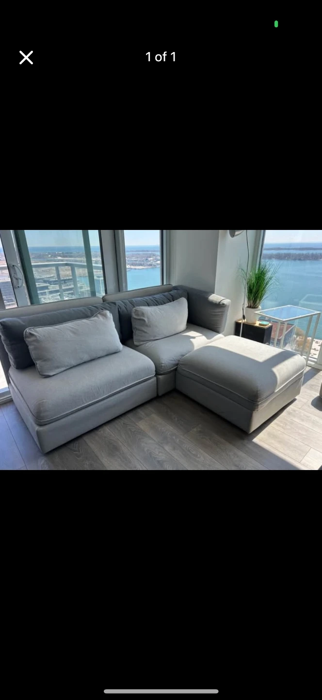 Ikea Grey Sectional Sofa with Ottoman