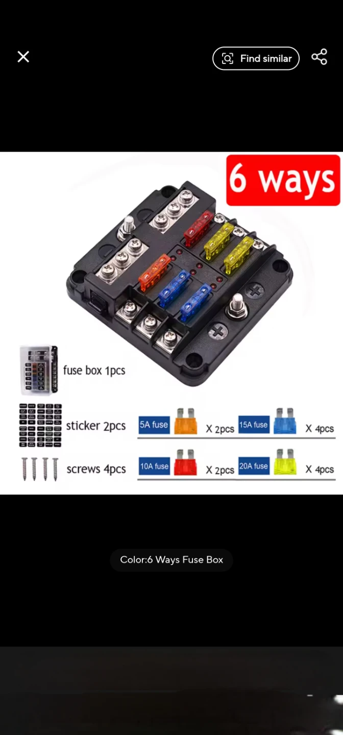 6-Way Fuse Box Holder with Fuses
