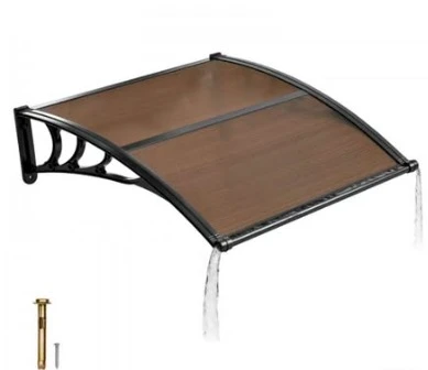 Brown Polycarbonate Door Awning 38" x 40"