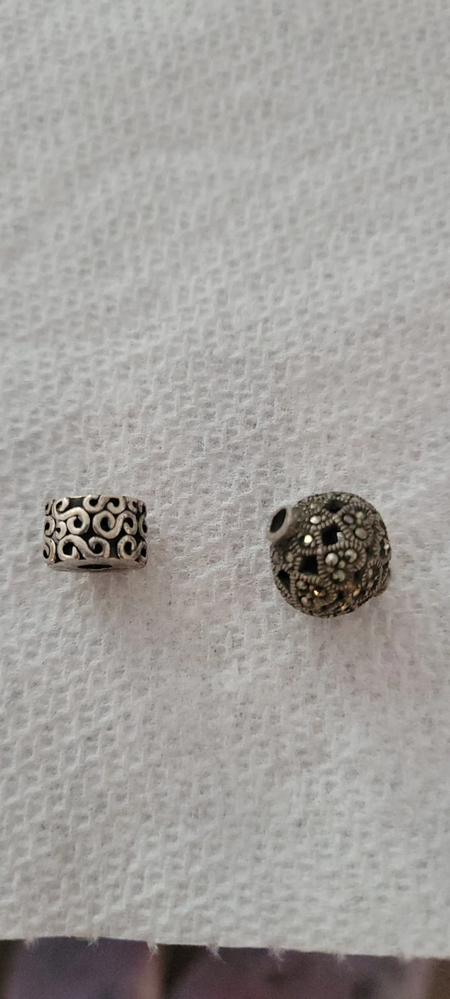 Pandora Silver Tone Beads with Filigree and Marcasite Accents
