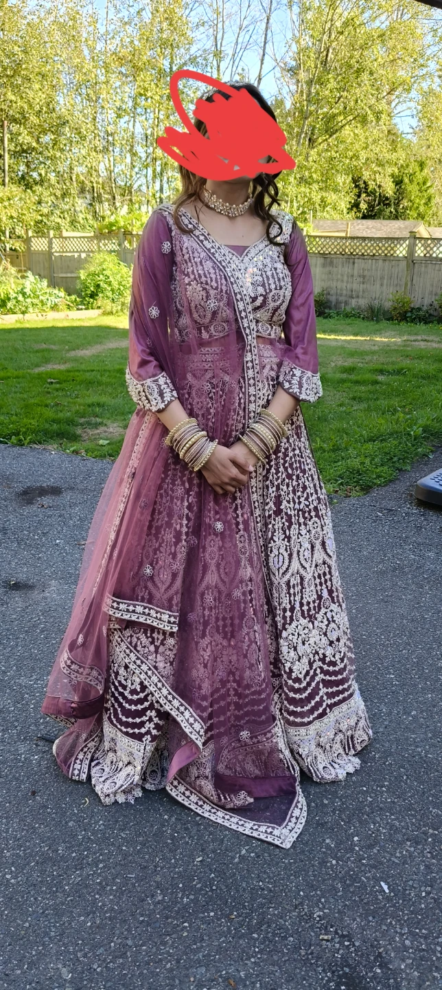 Dusty Mauve Bridal Lehenga | Heavy Off-White Embroidery