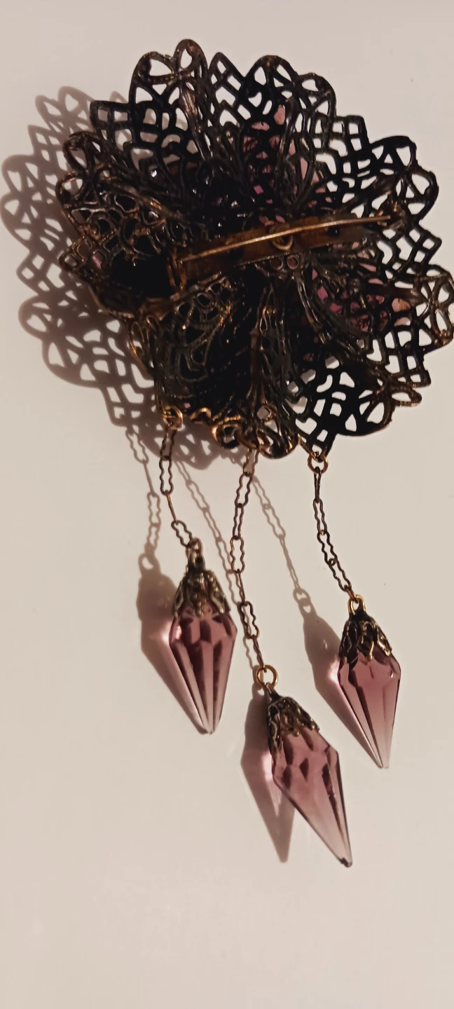 Antique Victorian Stunning Filigree Amethyst Brooch - photo 4