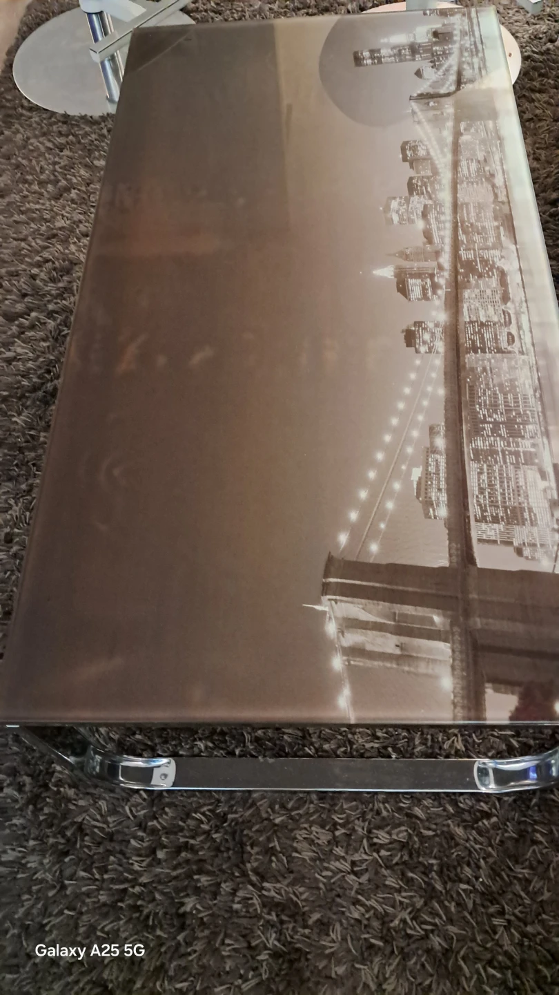 Glass coffee table with Brooklyn Bridge print - photo 3