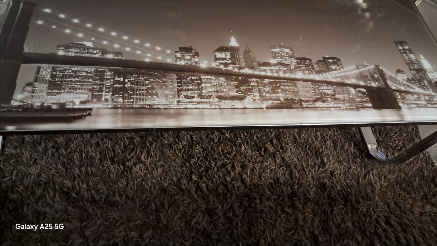 Glass coffee table with Brooklyn Bridge print - photo 4