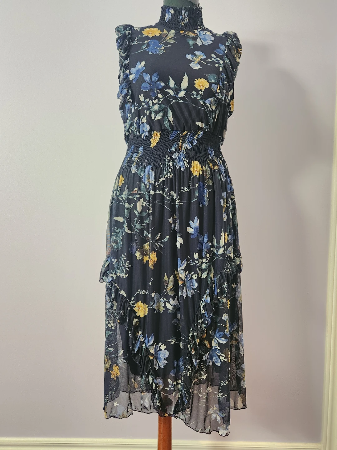 Kate and Lily Dark Navy Blue Floral Print Dress Size 14 - photo 2