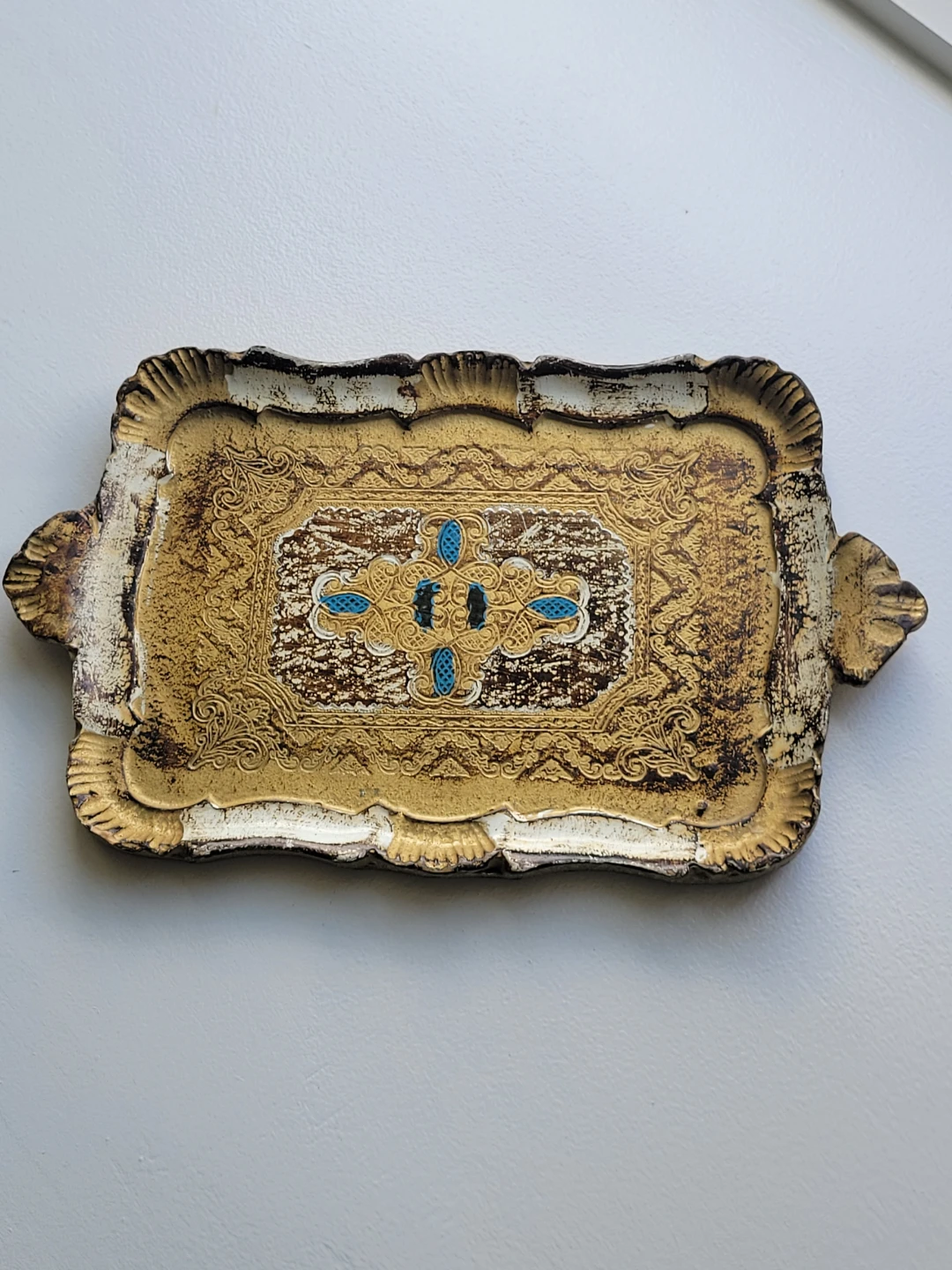 Small Vintage Italian Wood Florentine Tray