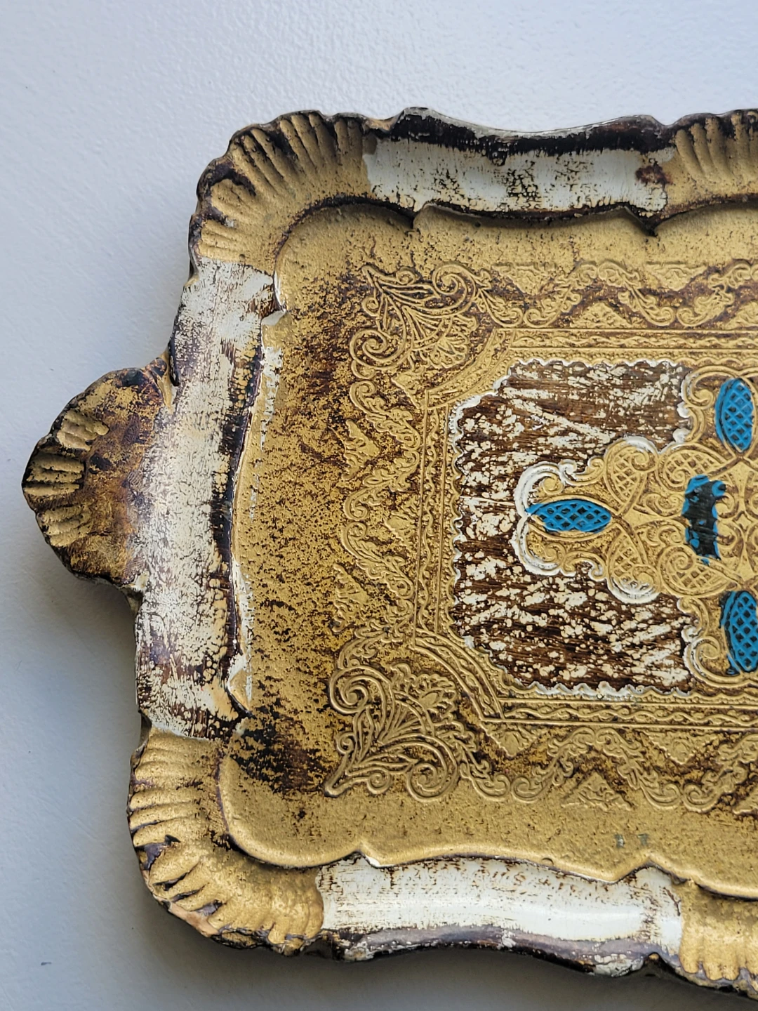 Small Vintage Italian Wood Florentine Tray - photo 4