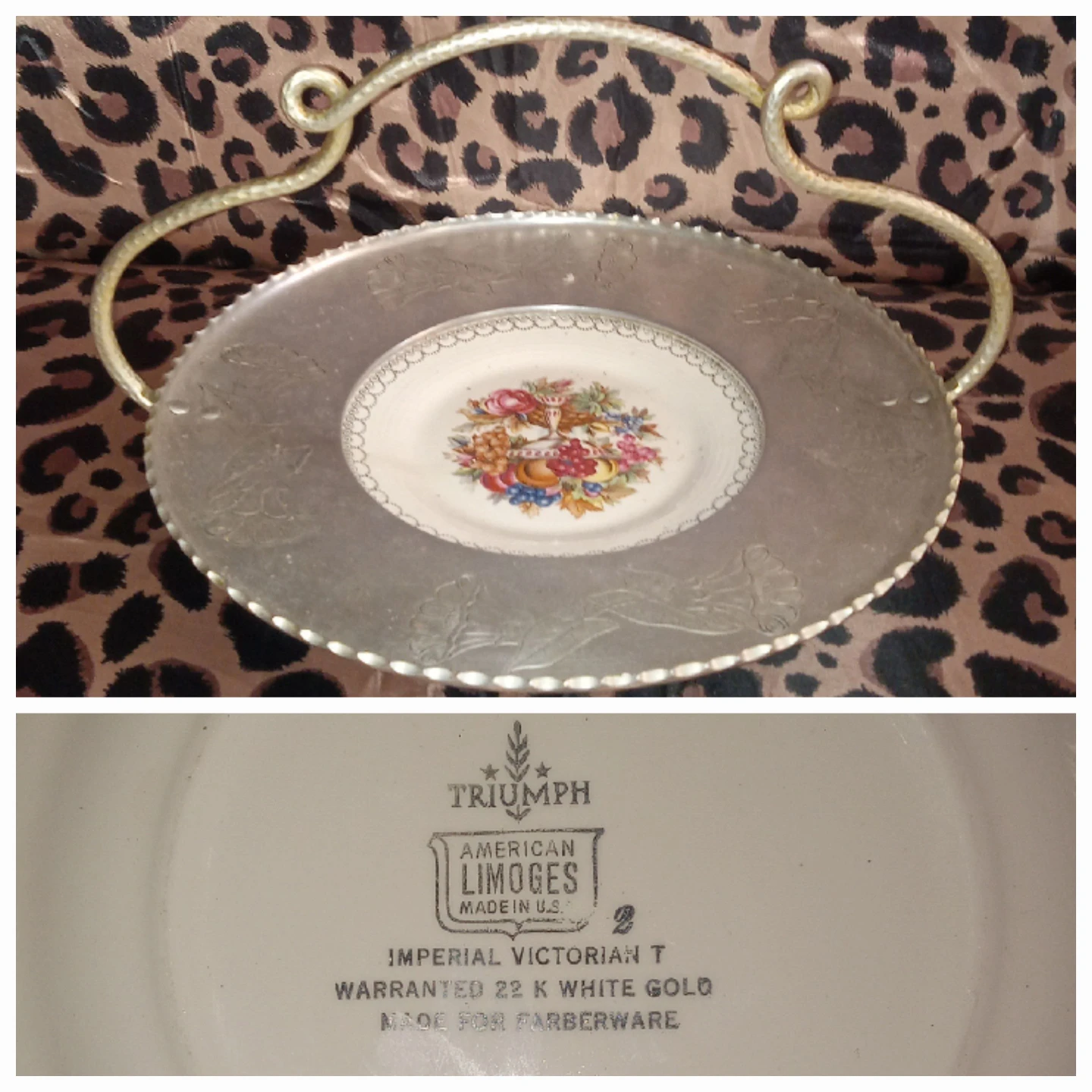 American Limoges Imperial Victorian T Serving Tray with Handle