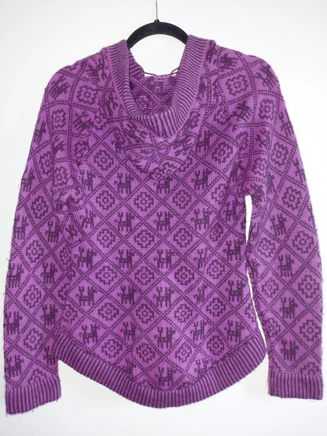 Purple Alpaca Patterned Sweater Hoodie - photo 2