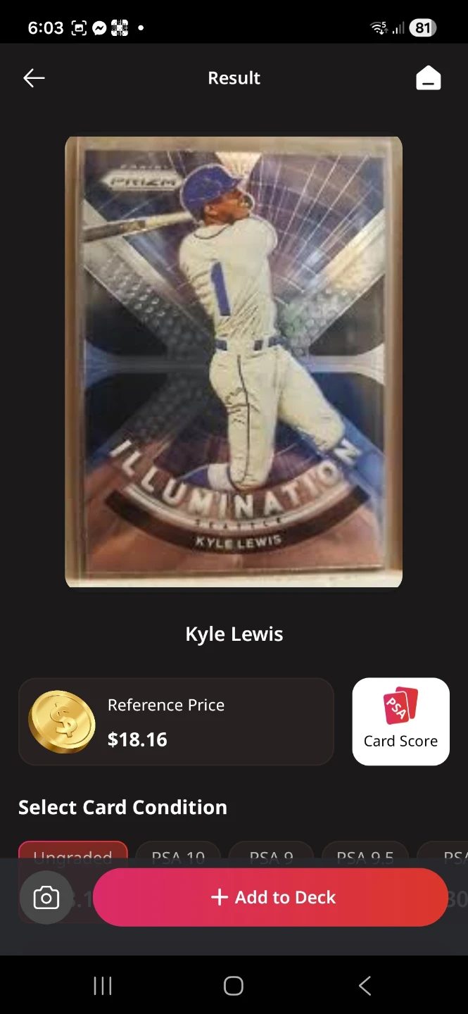 2020 Prizm "Illumination" Kyle Lewis Baseball Card