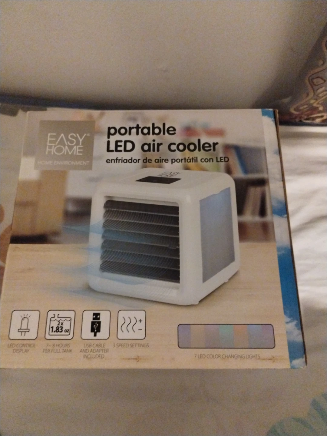 Easy Home Portable LED Air Cooler with 7 Color Changing Lights