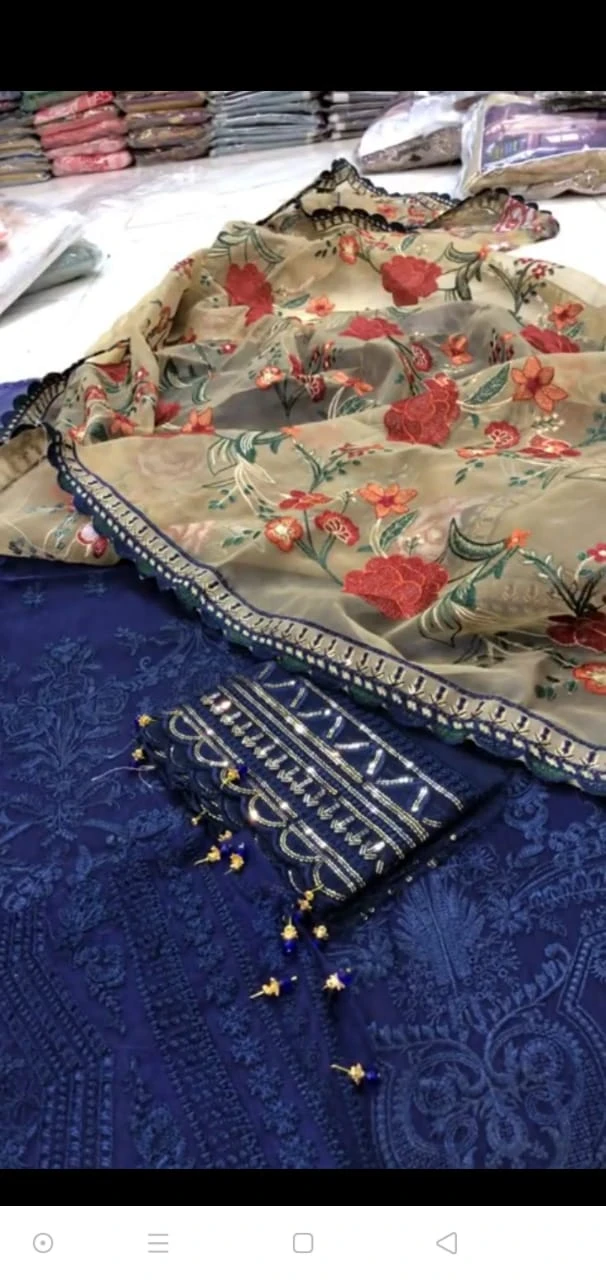 Unstiched 3pc Pakistani/ indian Embroidered Dress Material