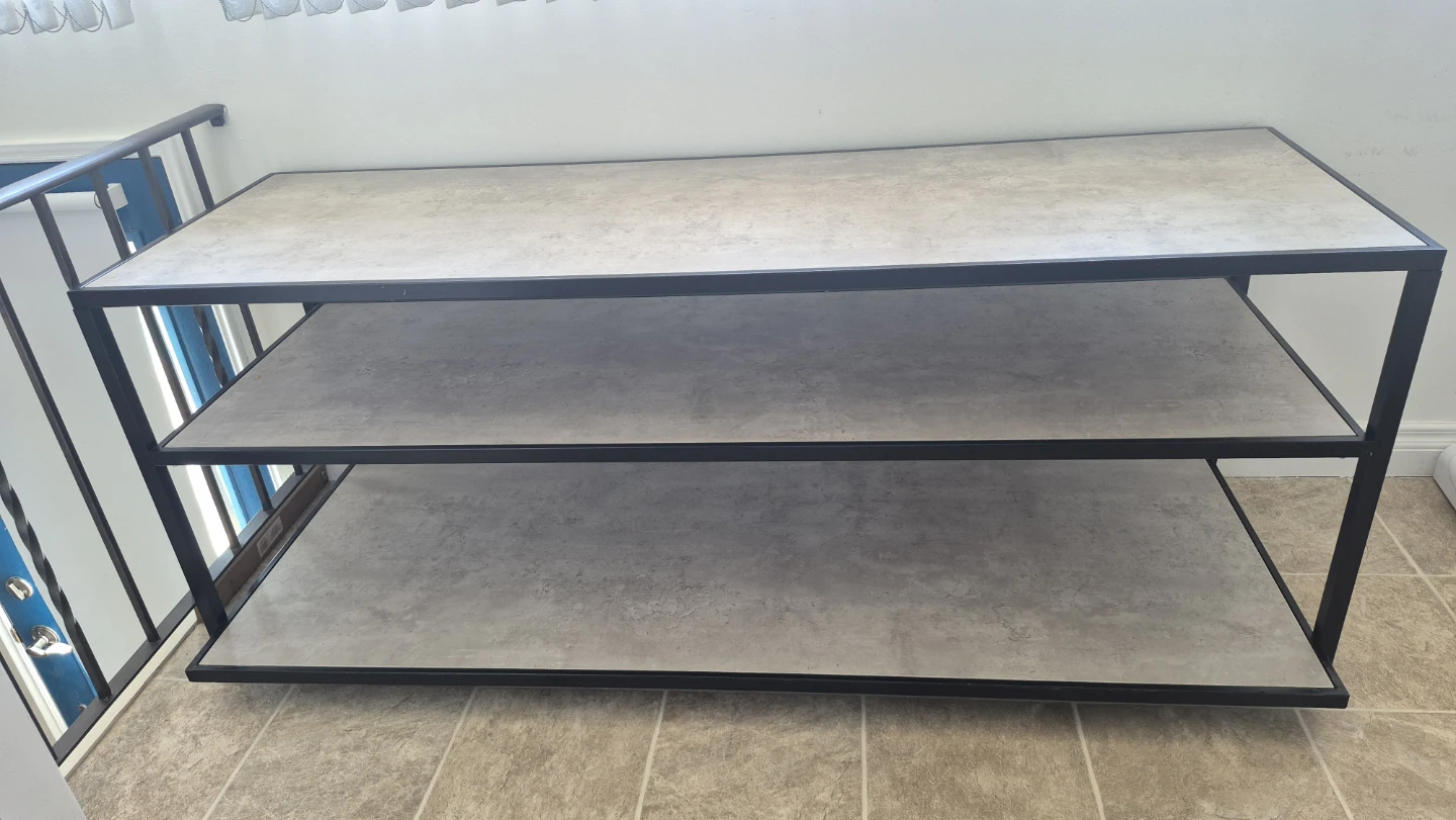 3-Tier Metal Shelf Unit with Faux Stone Top - photo 5