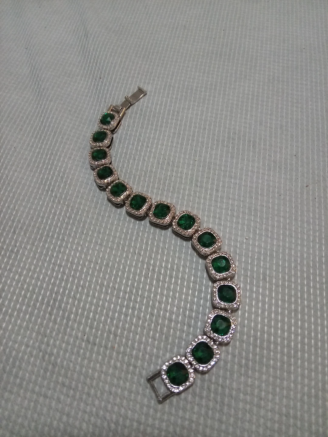 Emerald Green Tennis Bracelet with Silver Accents - photo 3