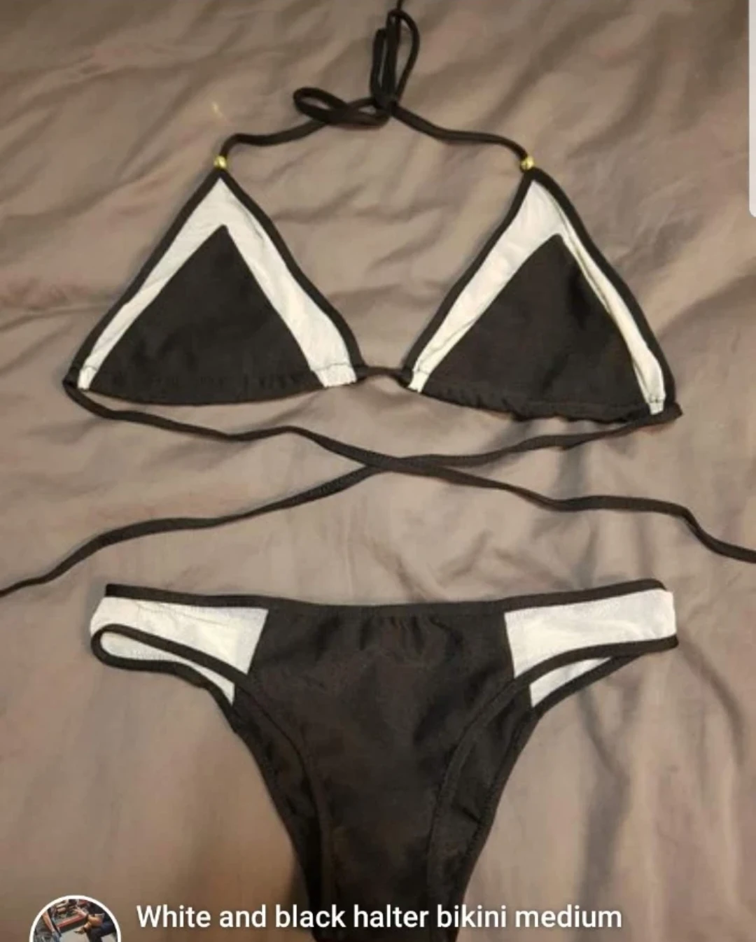 White and black halter bikini - Medium