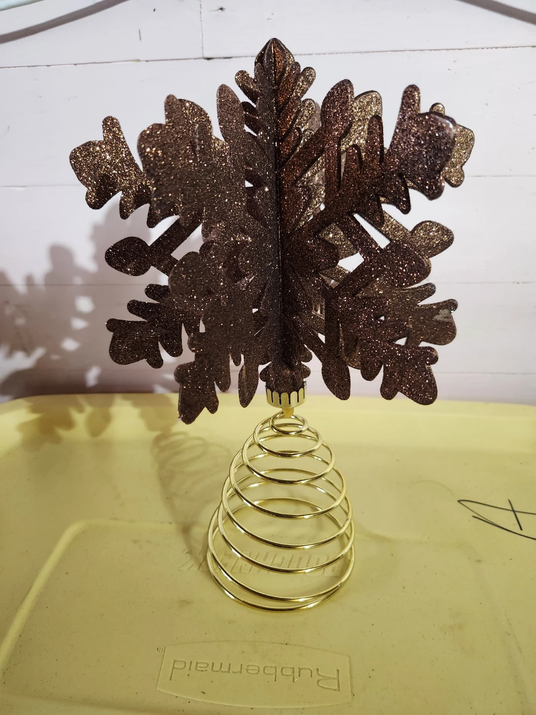 Bronze Glitter Snowflake Christmas Tree Topper - photo 2