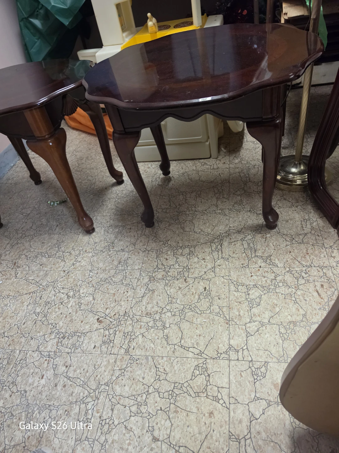 Set of 2 Dark Wood Accent Tables