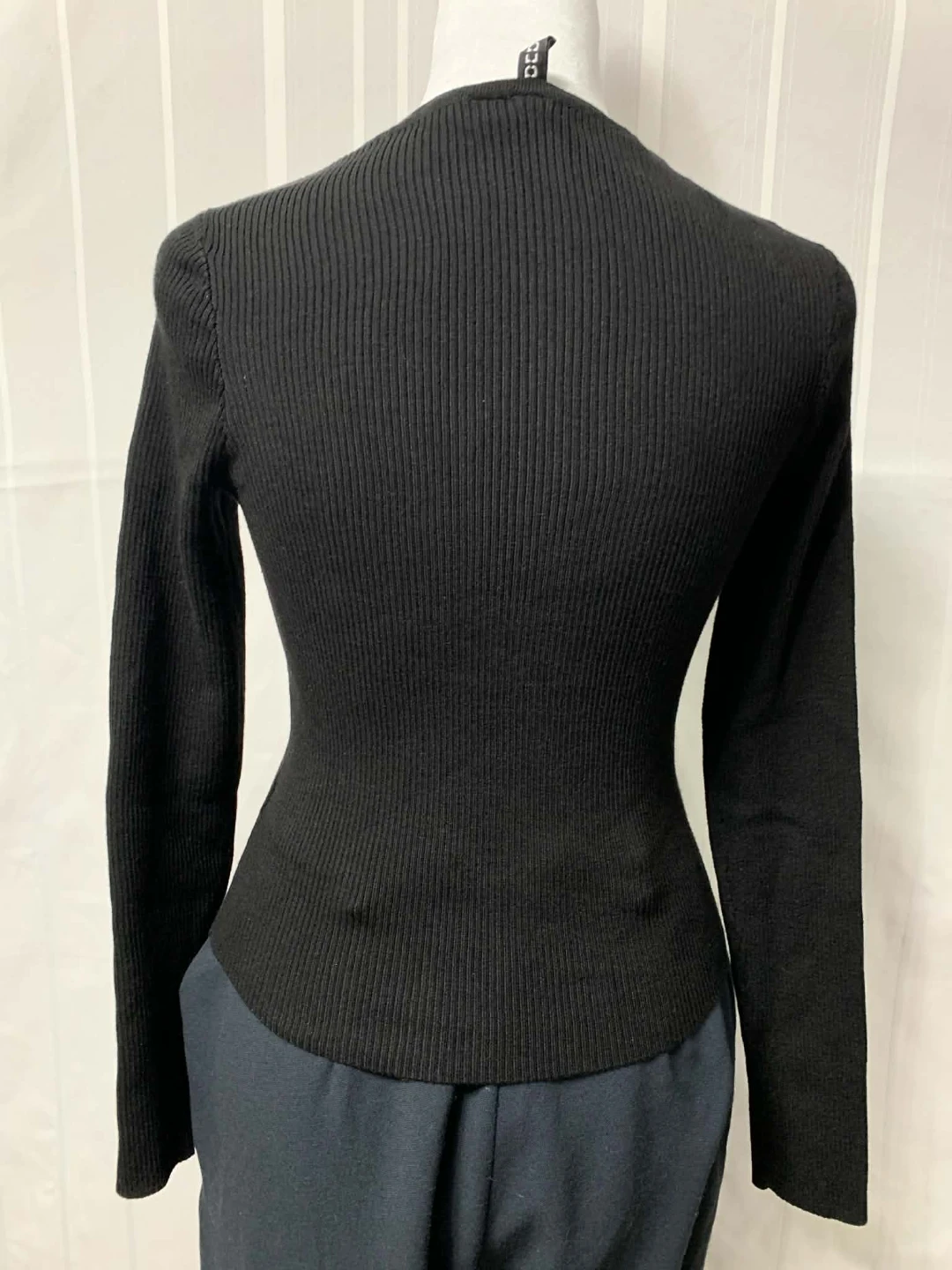 H&M Divided Black Ribbed Lace-Up Sweater - Size M - photo 3