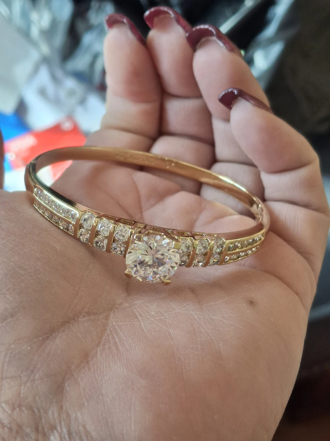 Xuping Gold Tone Crystal Bangle Bracelet - photo 4