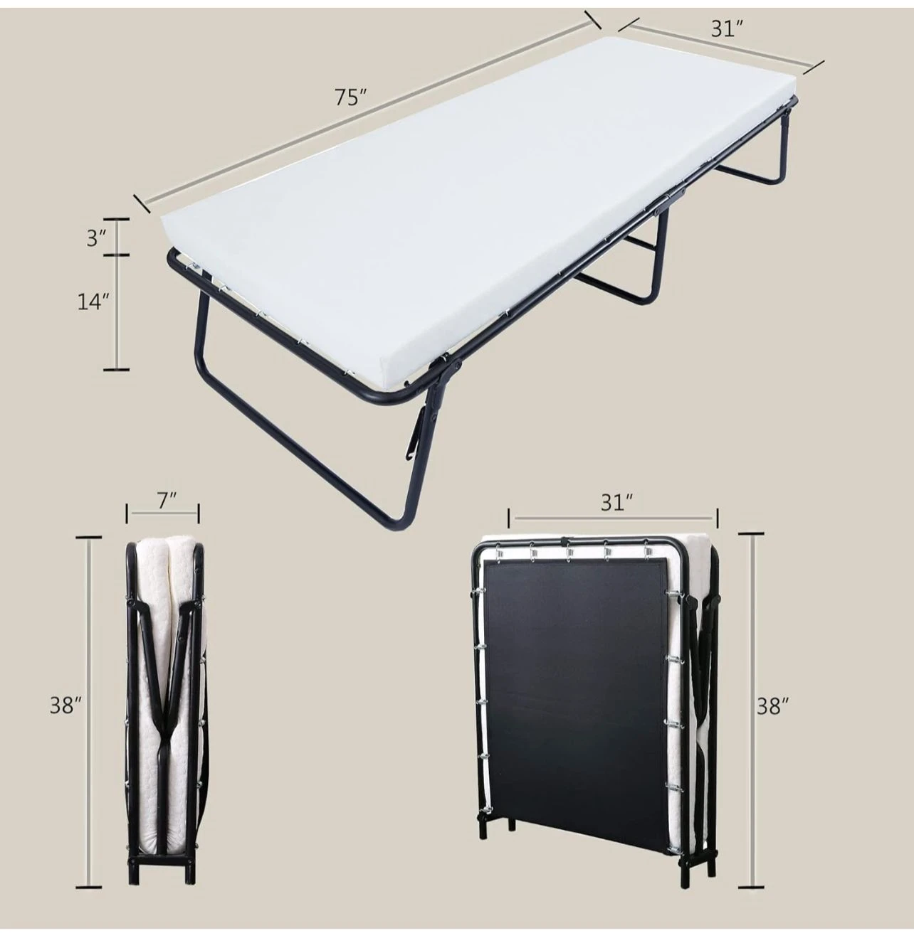 Folding Twin Bed with Mattress - photo 2