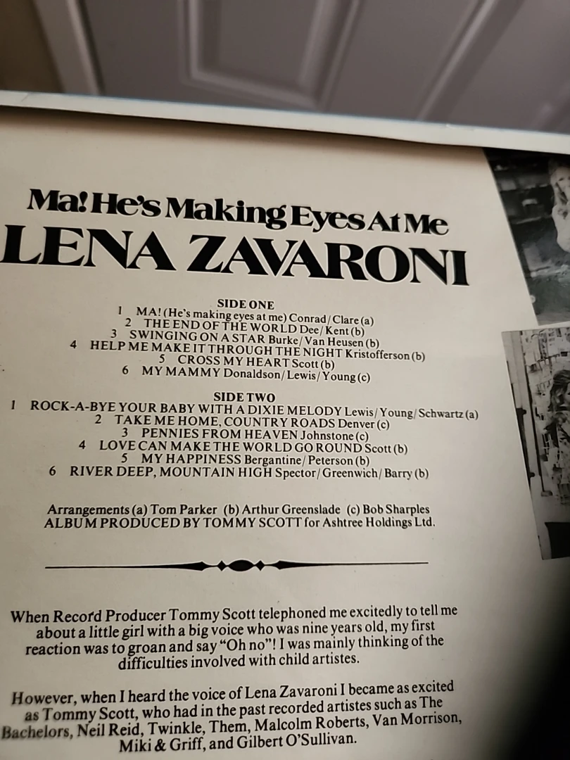 Lena Zavarroni Ma! He's Making Eyes At Me Vinyl LP Record - photo 3