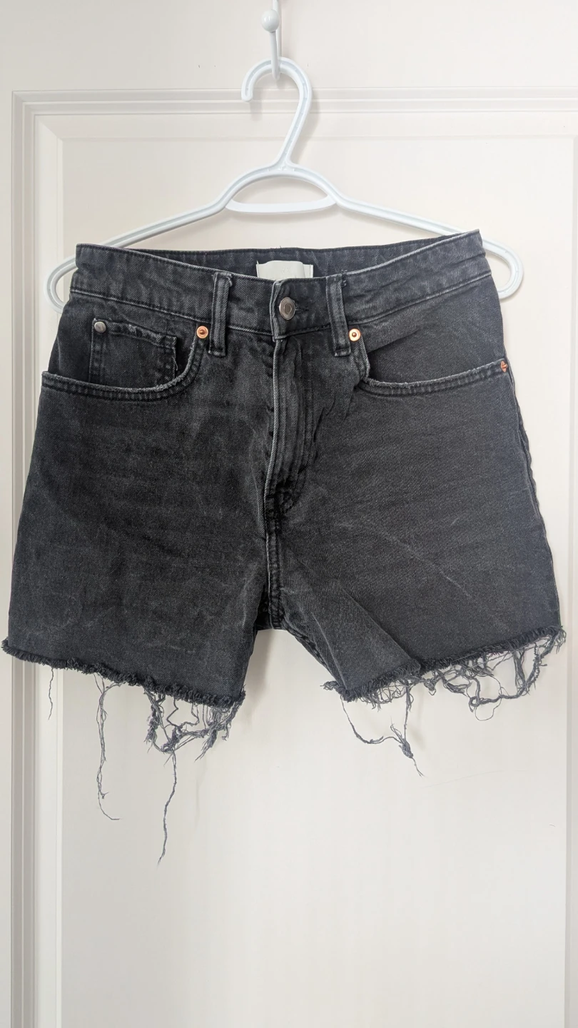Black denim shorts