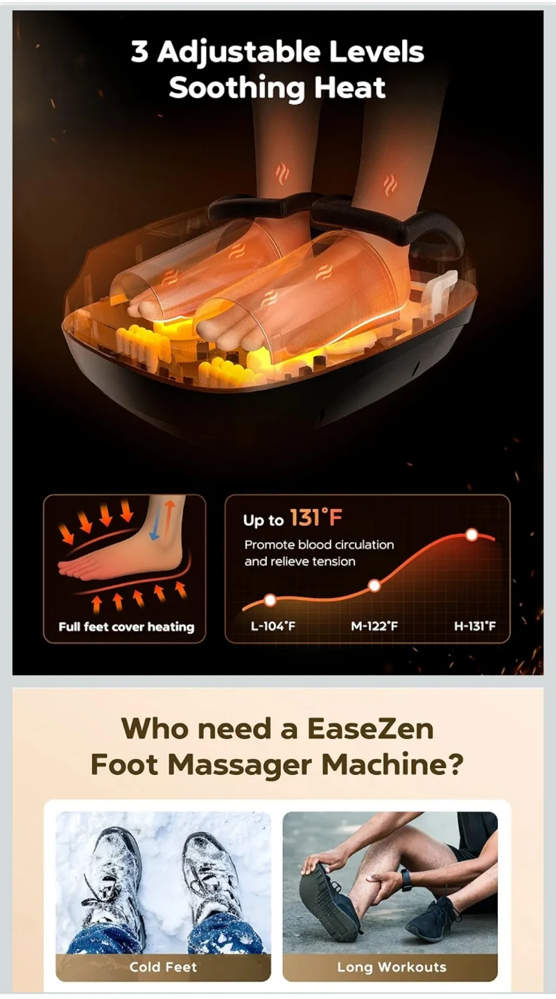 EaseZen Foot Massager Machine with Heat and Remote - photo 5