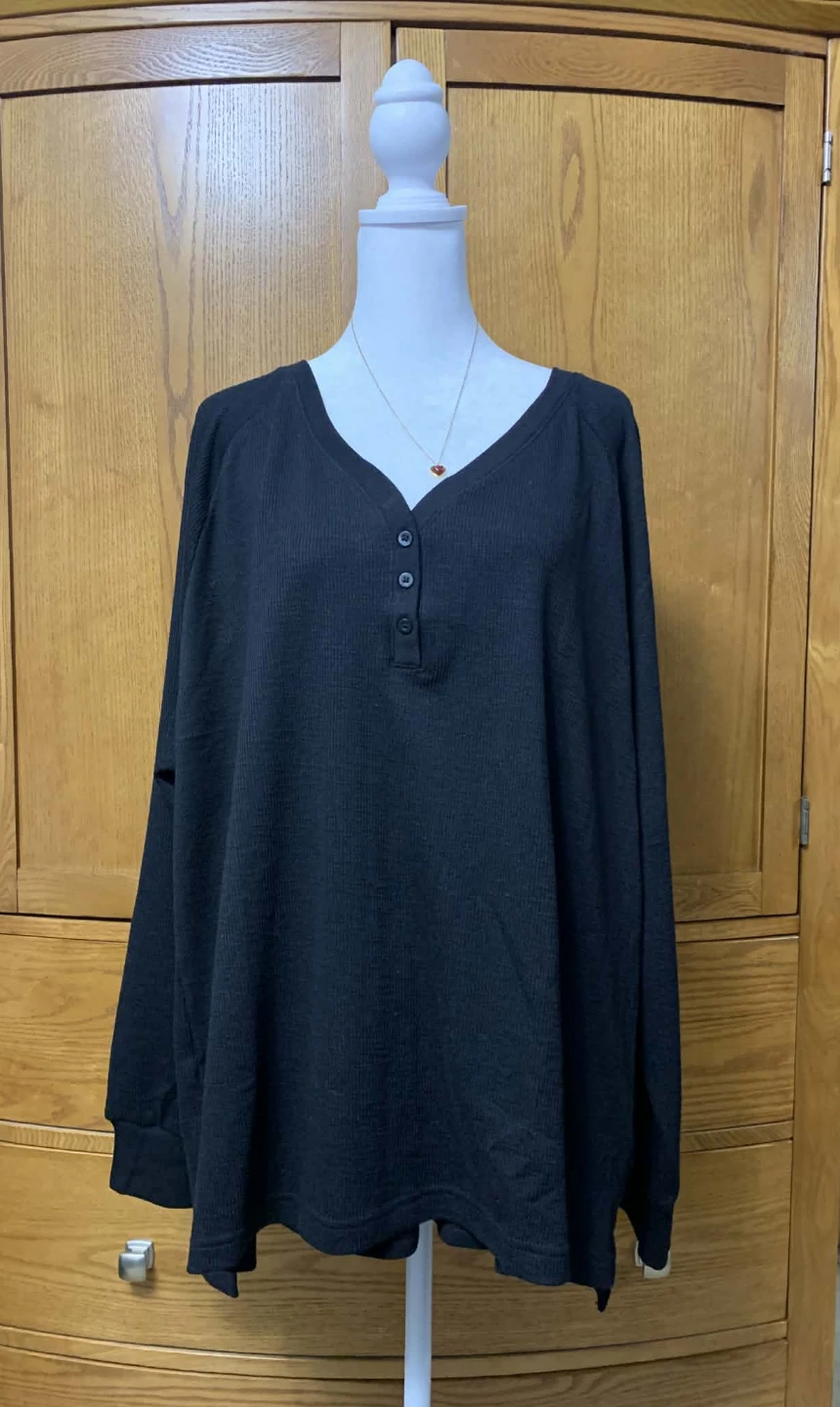 George Black Long Sleeve Henley Top XXL - photo 2