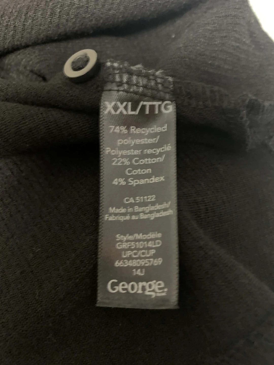 George Black Long Sleeve Henley Top XXL - photo 3