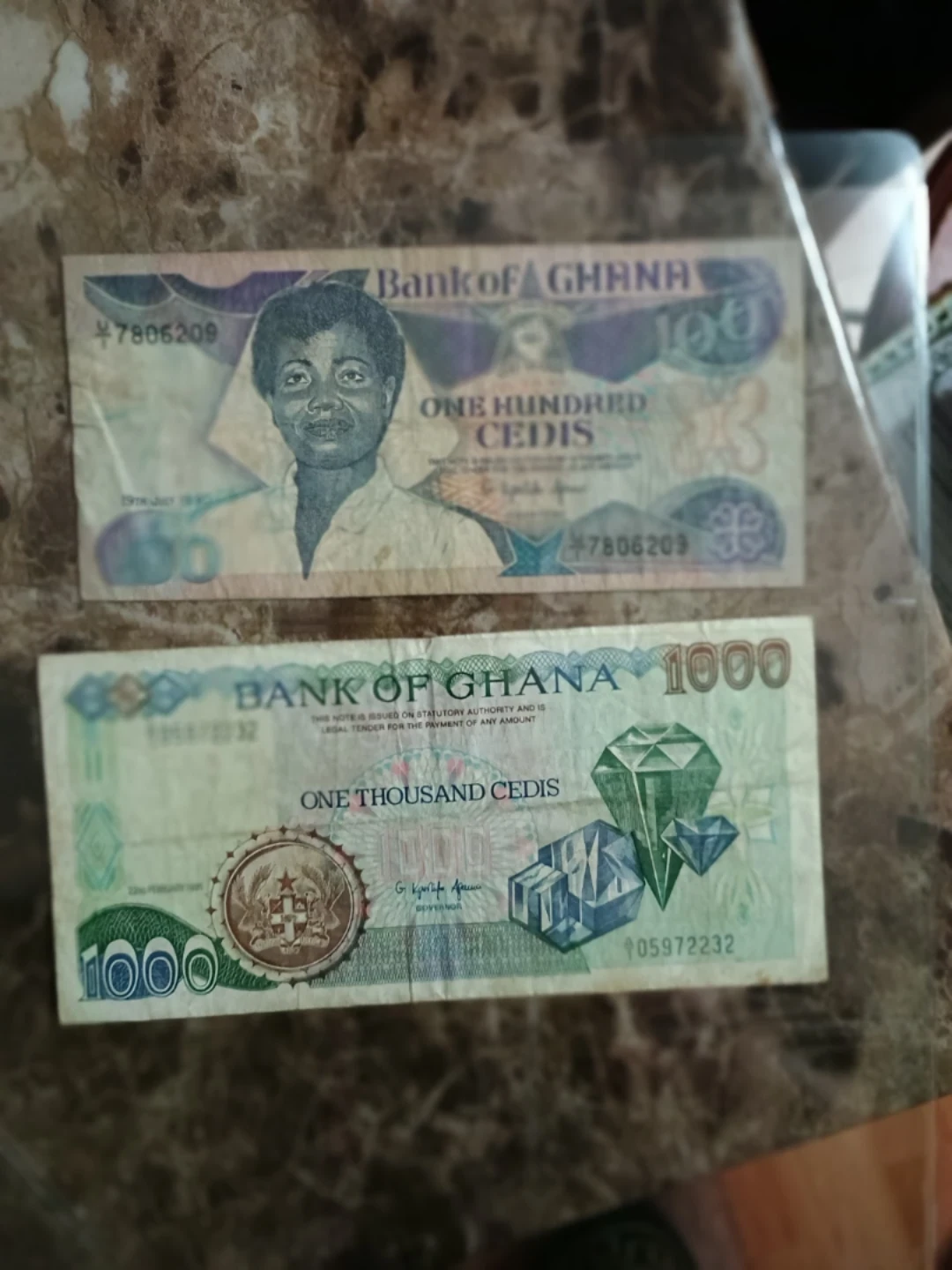 Bank of Ghana 100 & 1000 Cedis Banknotes