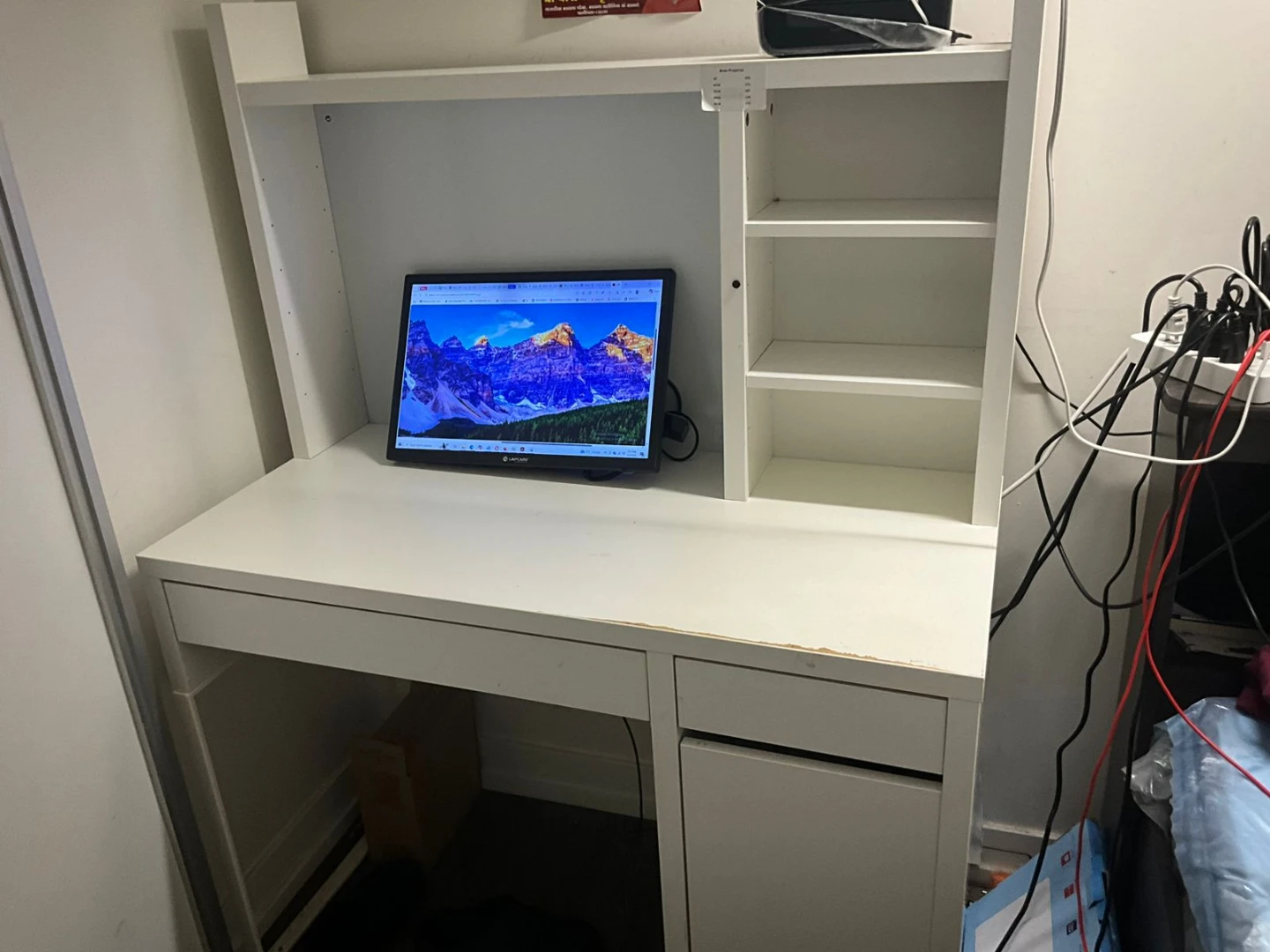 White Desk with Hutch and Drawer
