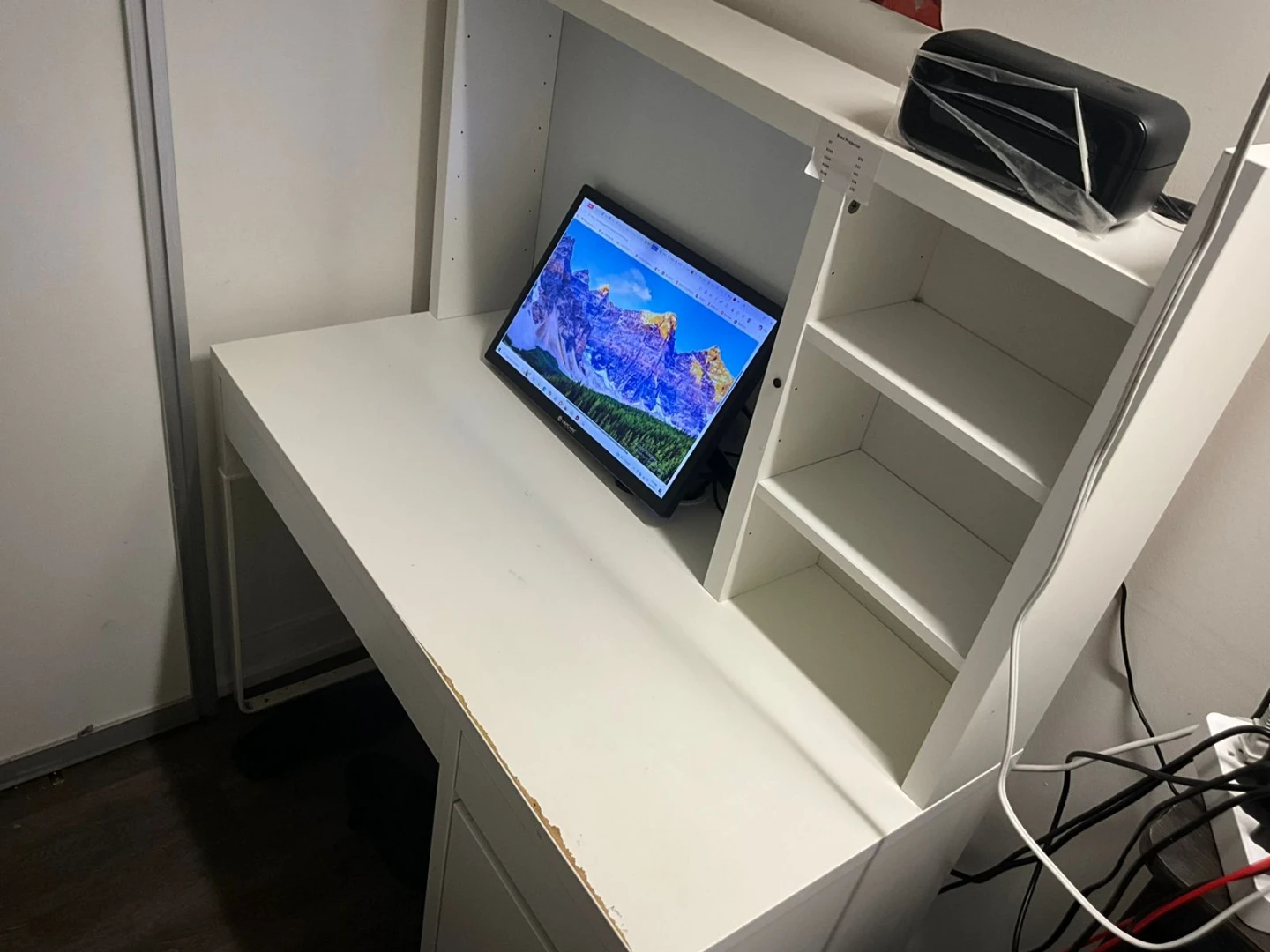 White Desk with Hutch and Drawer - photo 4