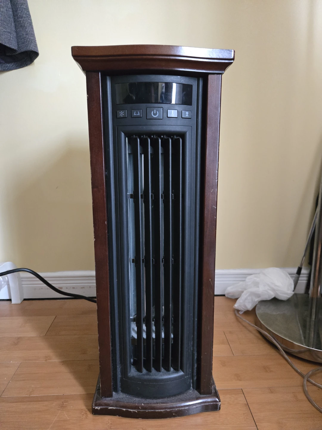 Tower Heater with Wooden Base