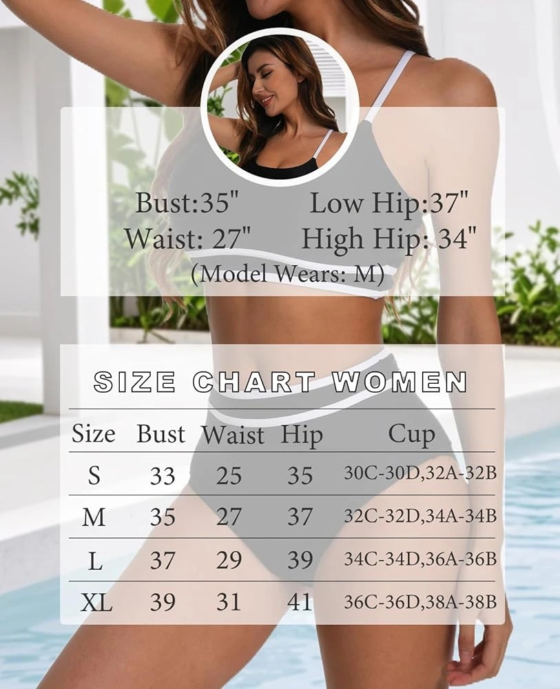 Black and White Striped Bikini Swimsuit - Size XL - photo 2