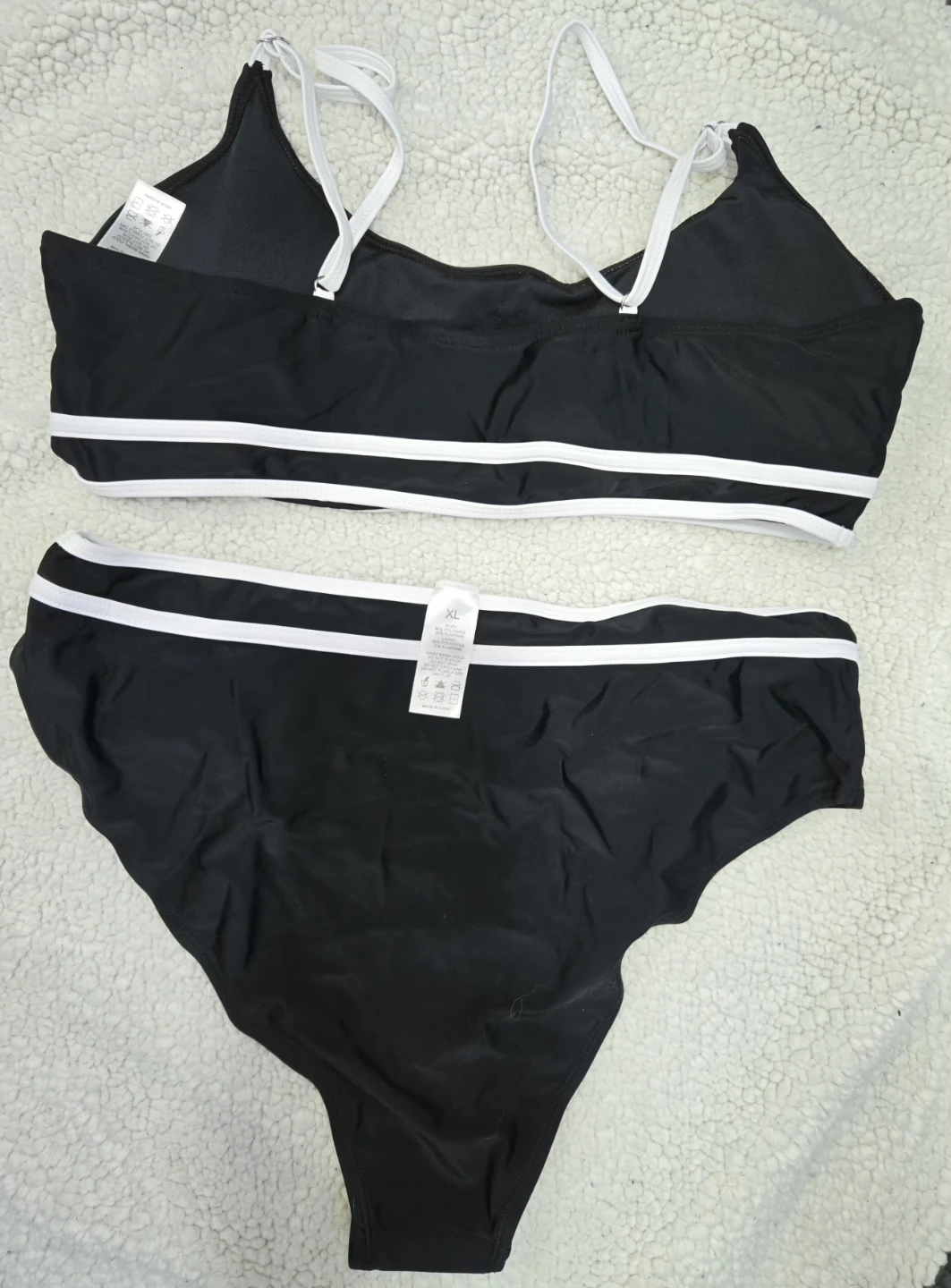 Black and White Striped Bikini Swimsuit - Size XL - photo 4