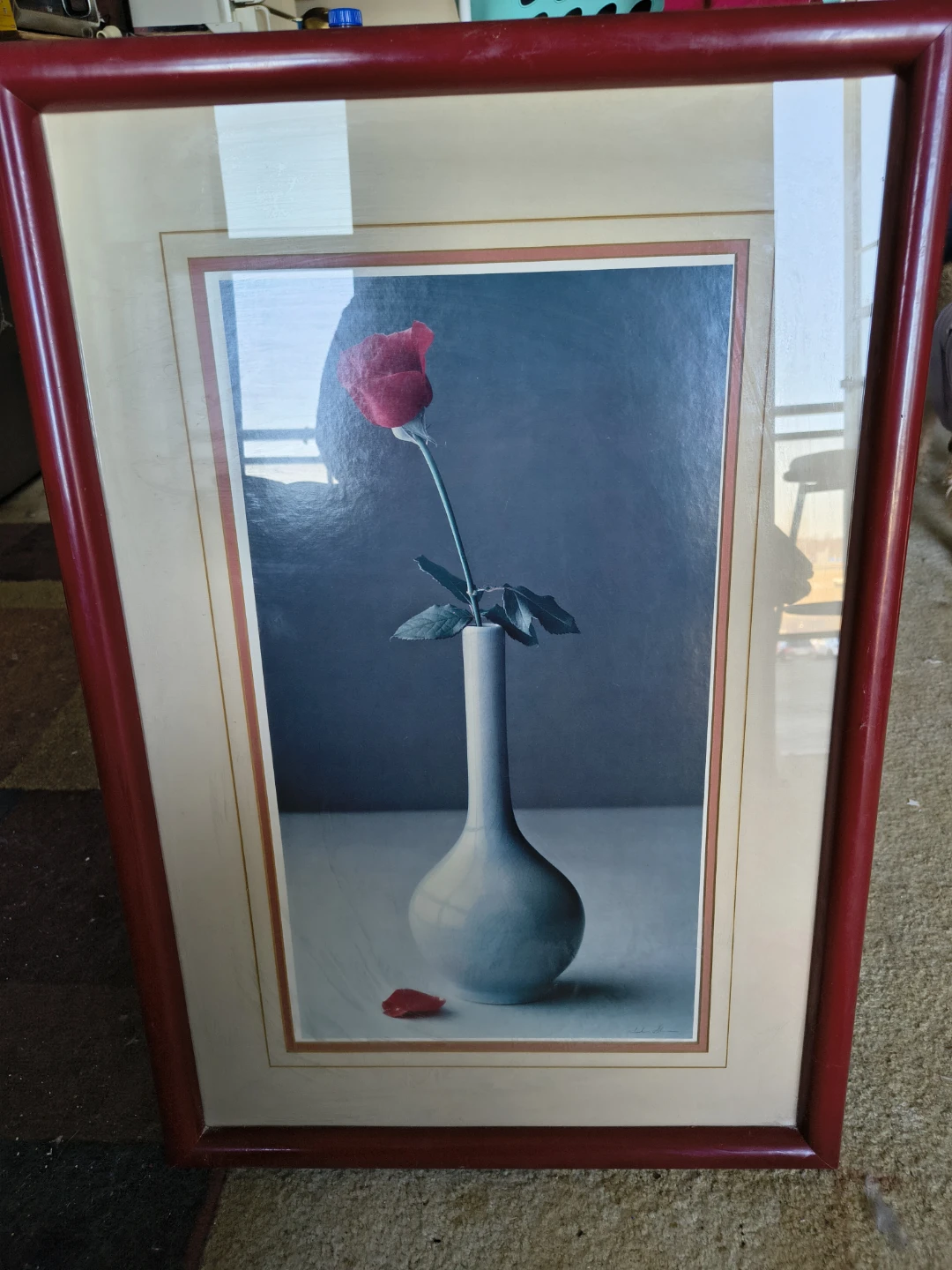 Framed Print - Red Rose in Vase