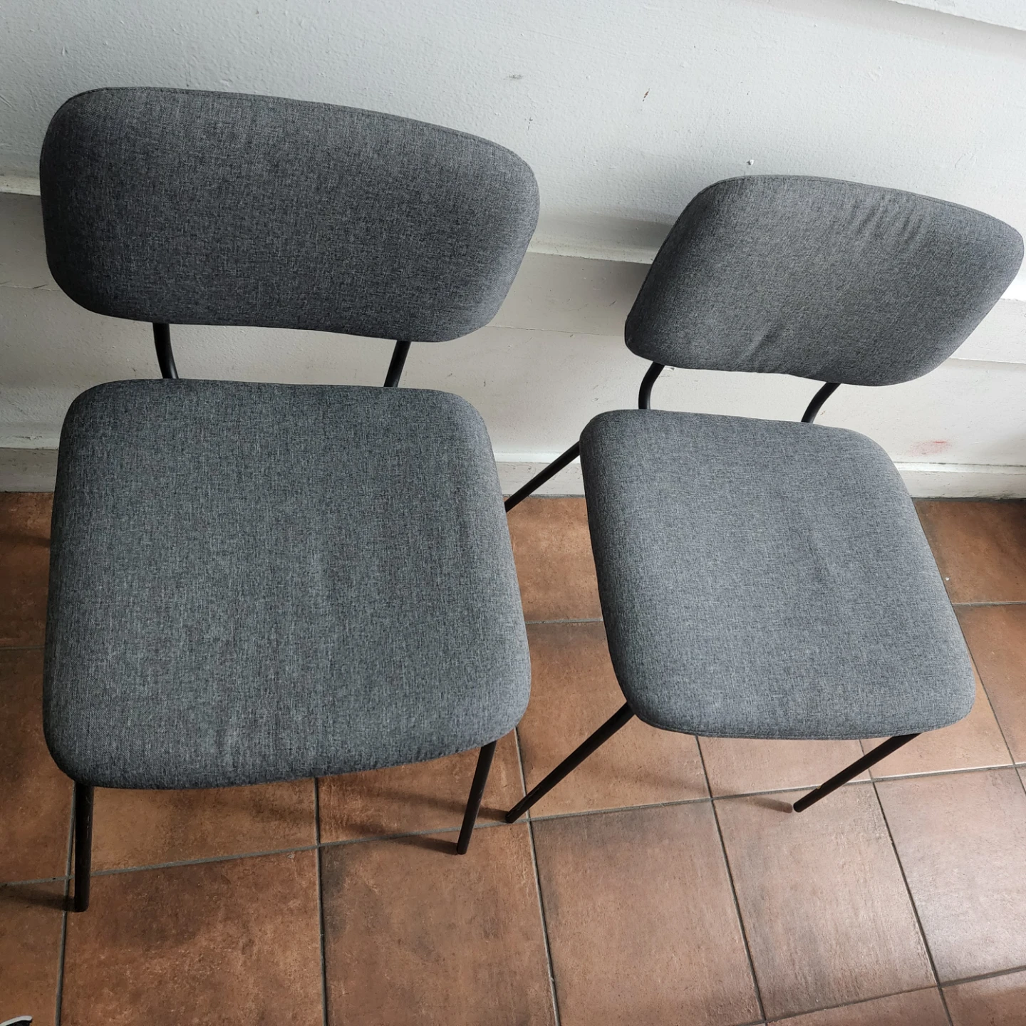 Set of 2 Grey Fabric Dining Chairs