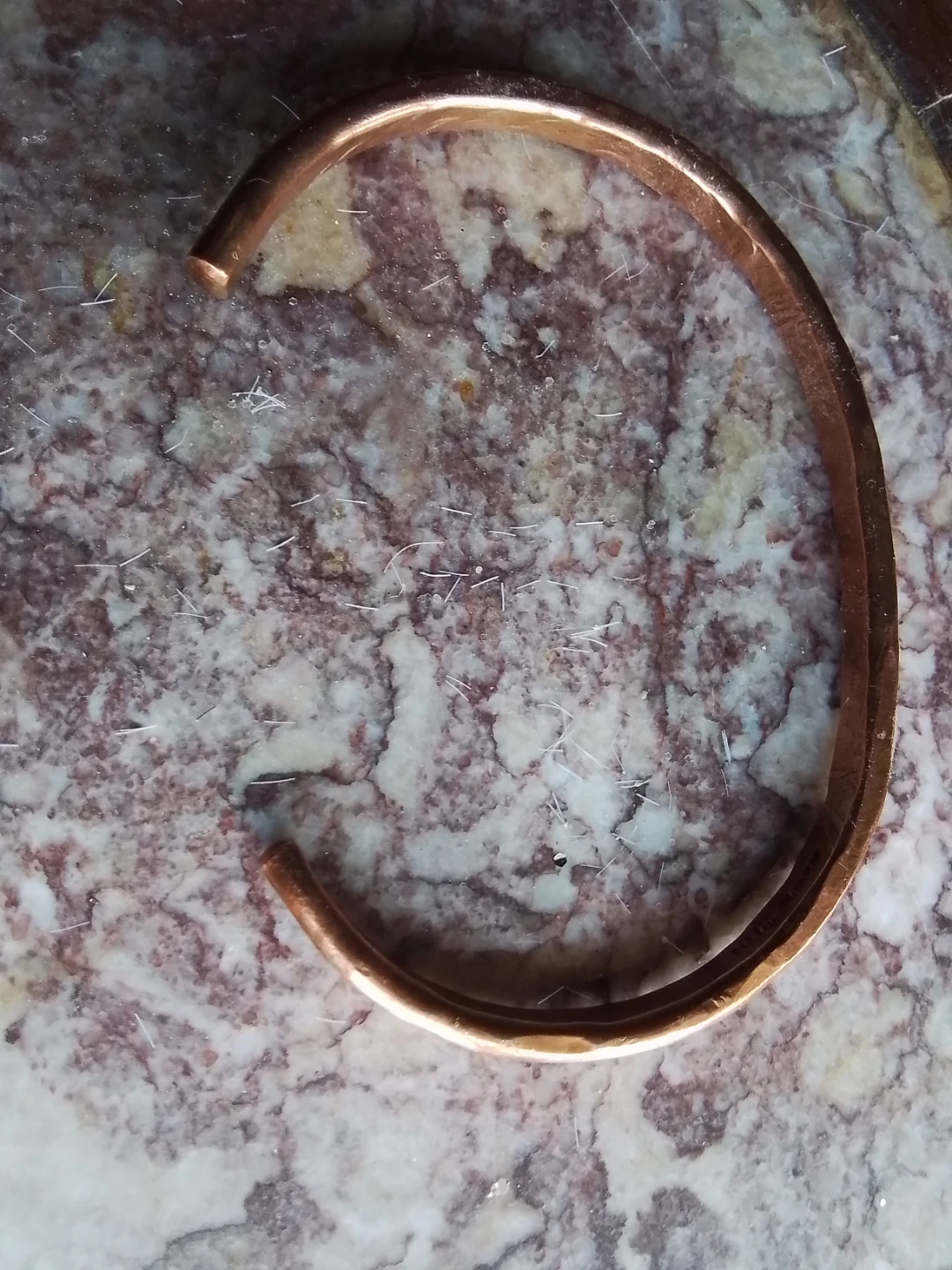 Vintage Signed Navajo Artisan Copper Bangle By Shirley Plummer - photo 4