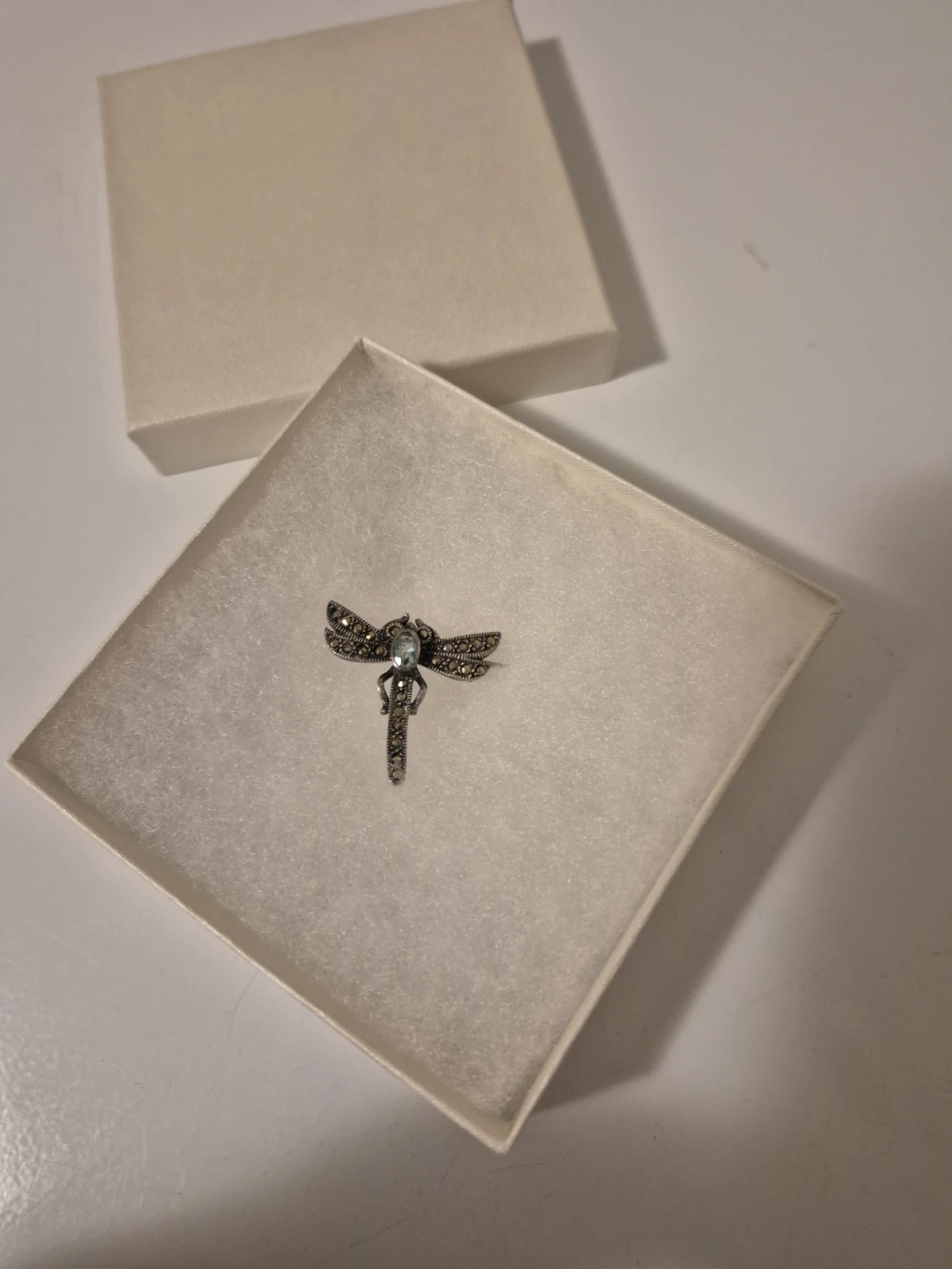 Dragonfly 925 Silver Brooch-Aquamarine Stone - photo 2