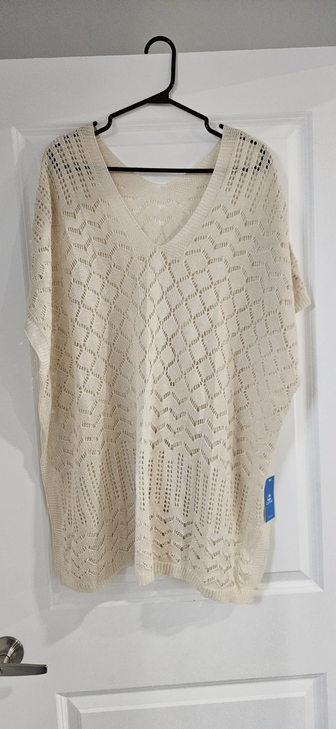 CUPSHE Women's Cream Knit V-Neck Cover-Up