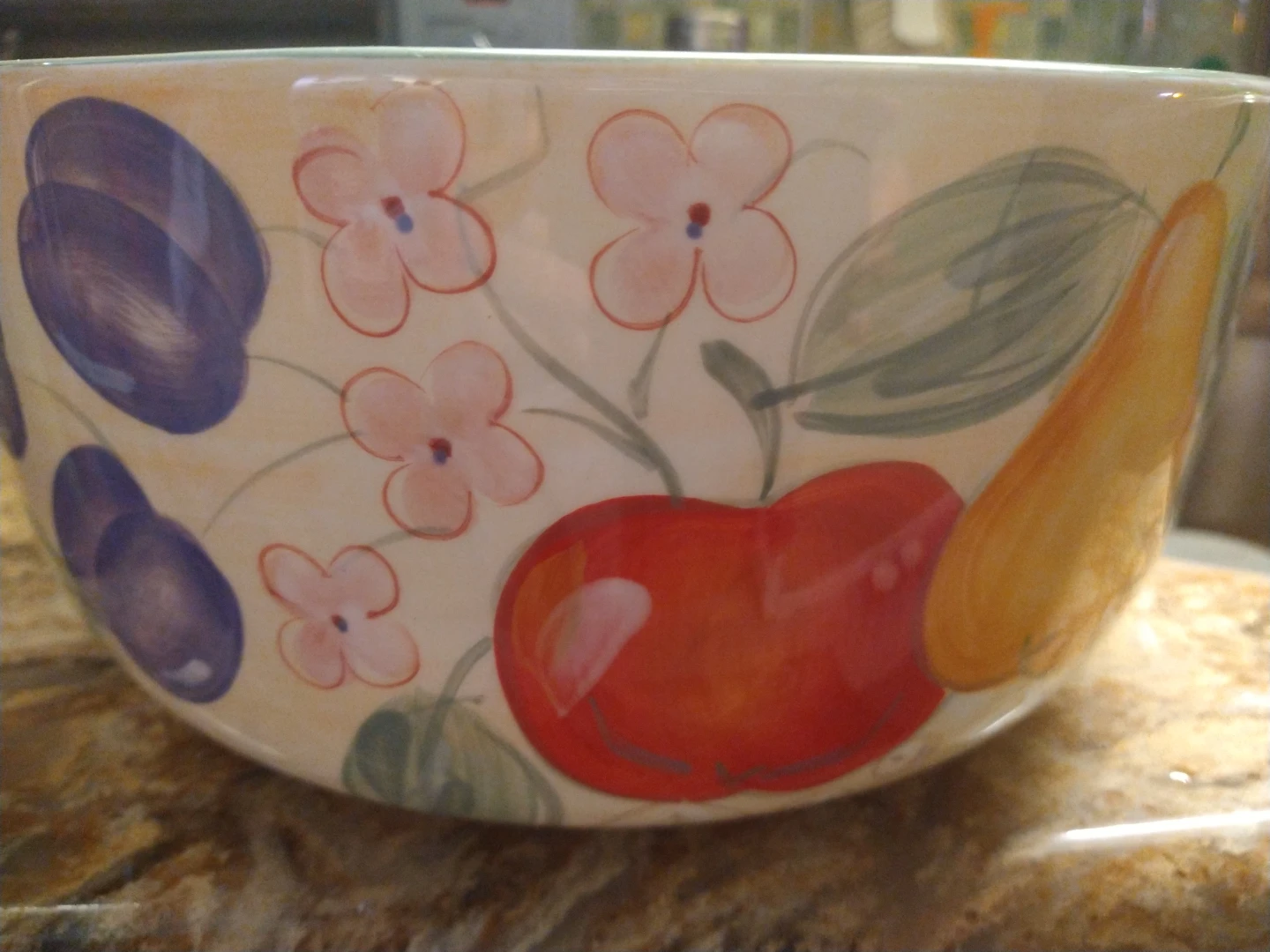 HOME Large Ceramic Serving Bowl Fruit Design