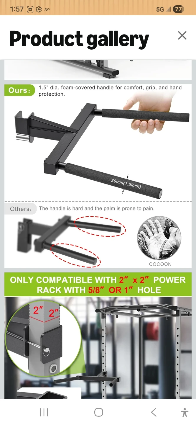 Dip Bar Attachment for Power Rack - photo 3