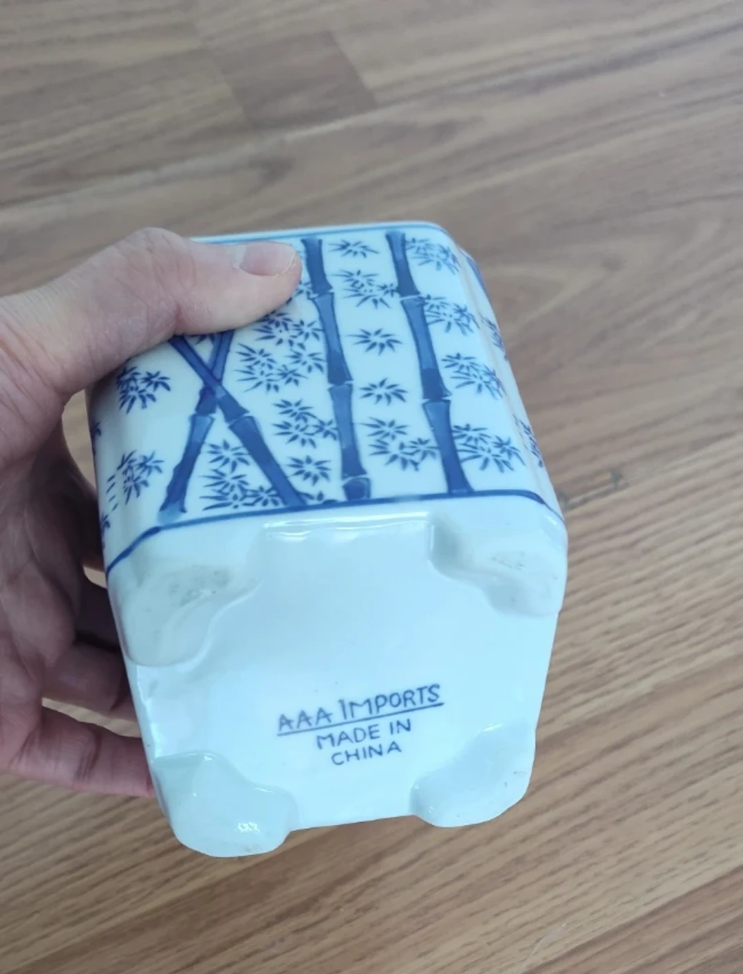 AAA Imports Ceramic Planter Pot Blue White Bamboo - photo 3